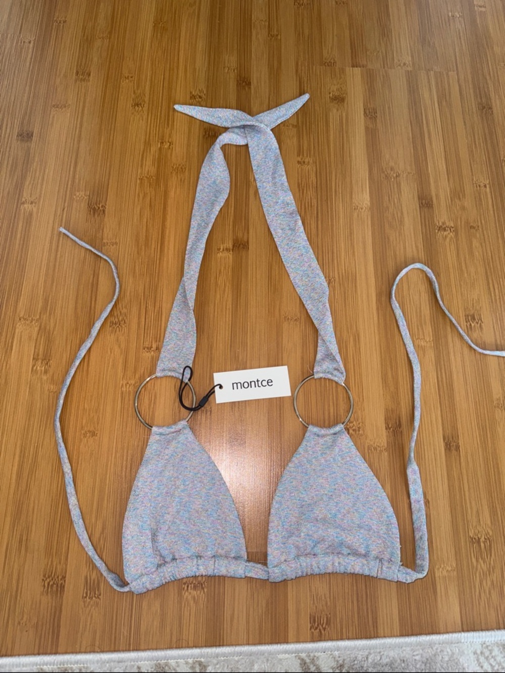 Montce Multicolor Pastel Ring Halter Bikini Top